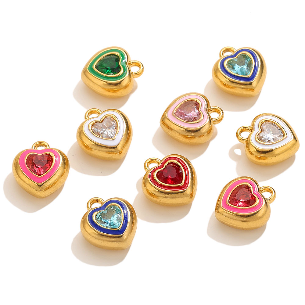 Women Accessories Bracelet - 3pcs Stainless Steel Zircon Enamel Heart
