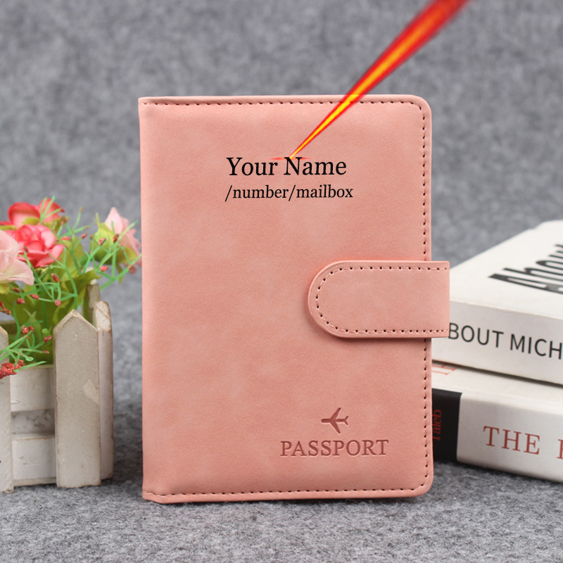 Women'S Accessories Wallet - Magnetic Button Passport Cover Customize Name