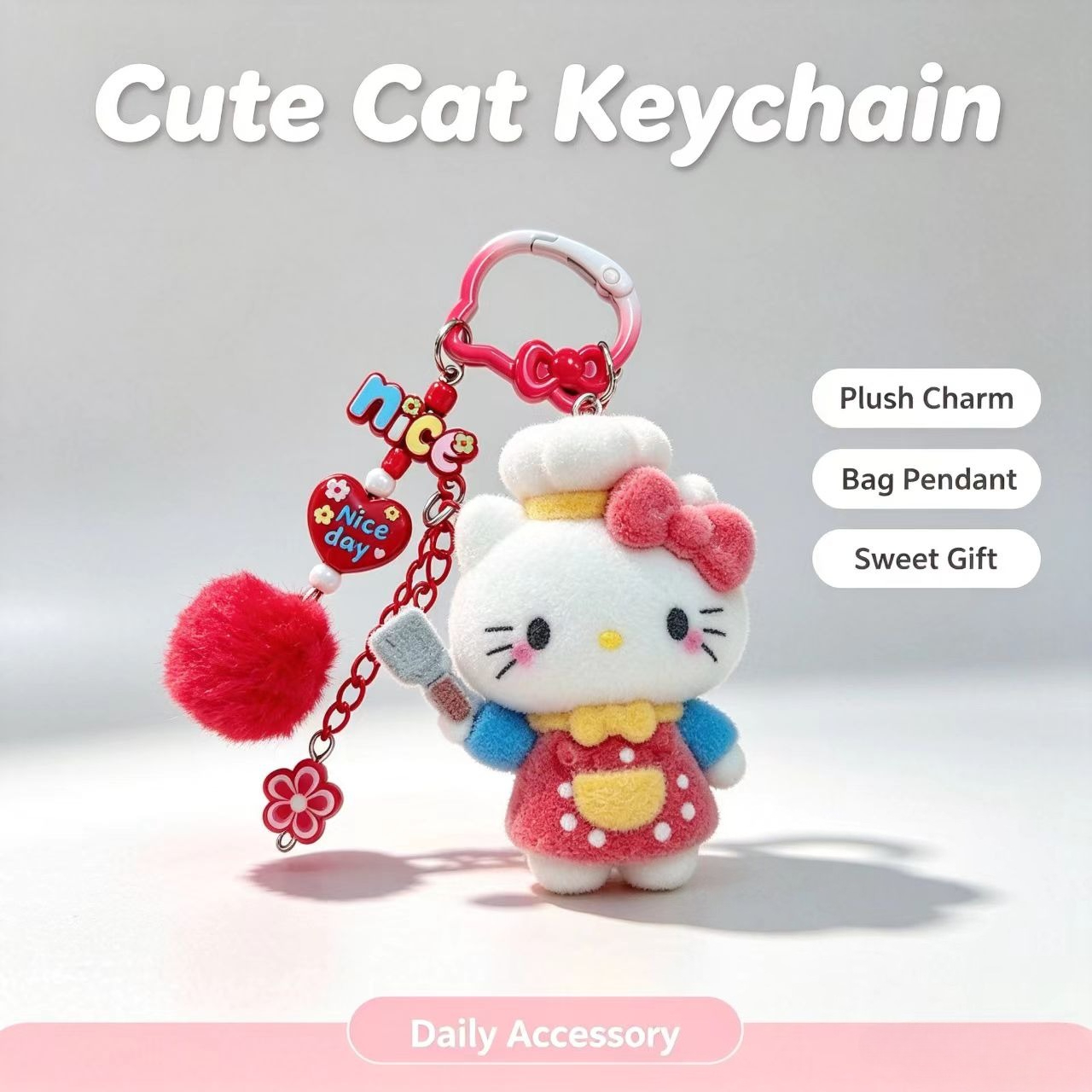 Fashion Flocked Cat Keychain C - Women Accessories Trendy 评论和价格