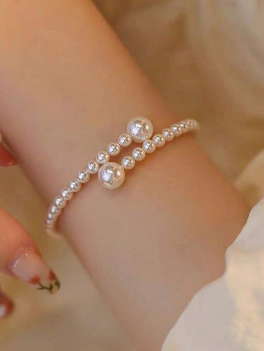 1pc Elegant Adjustable Faux Pe - Women Accessories Bracelet 评论和价格