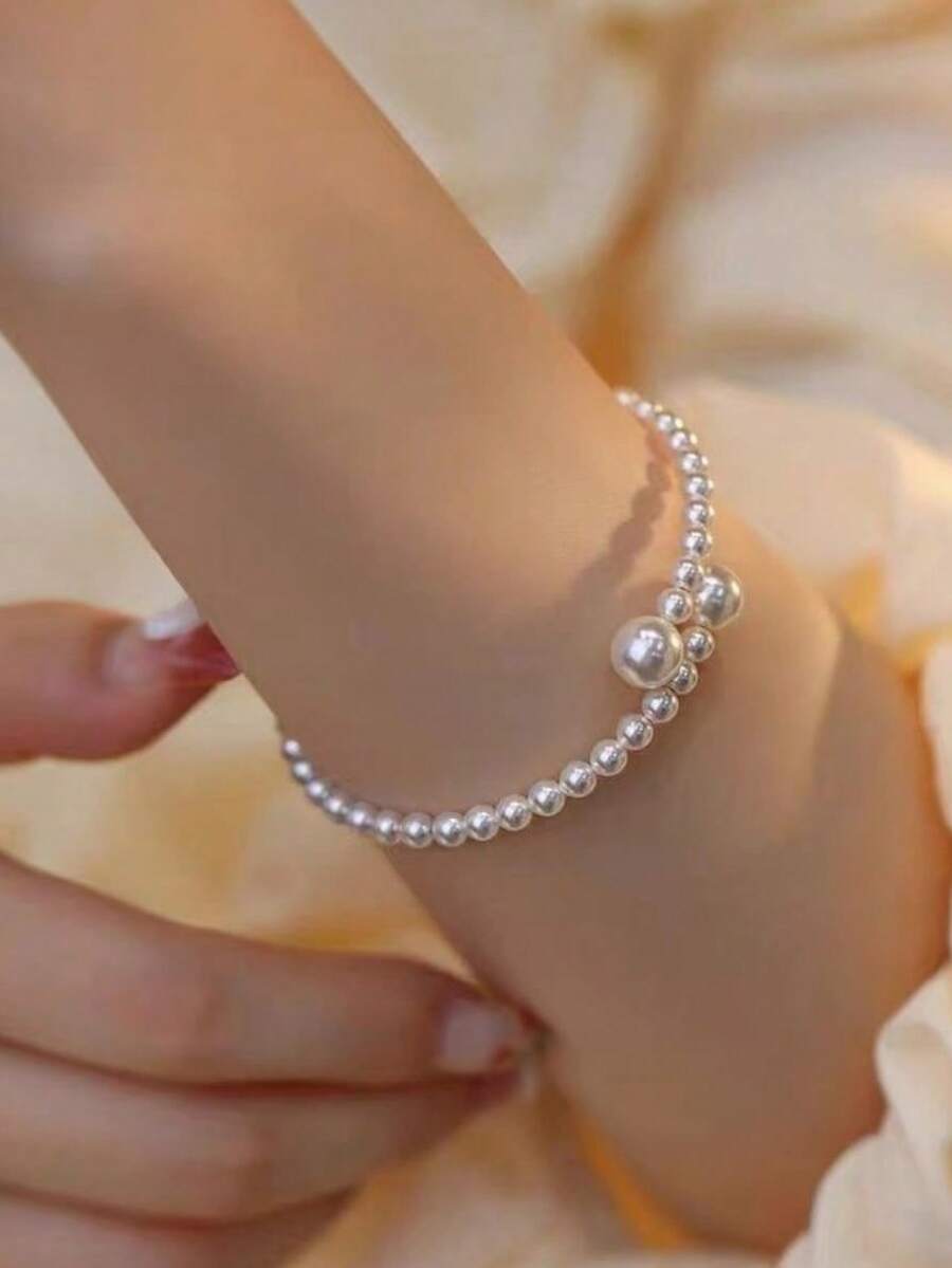 1pc Elegant Adjustable Faux Pe - Women Accessories Bracelet 评论和价格