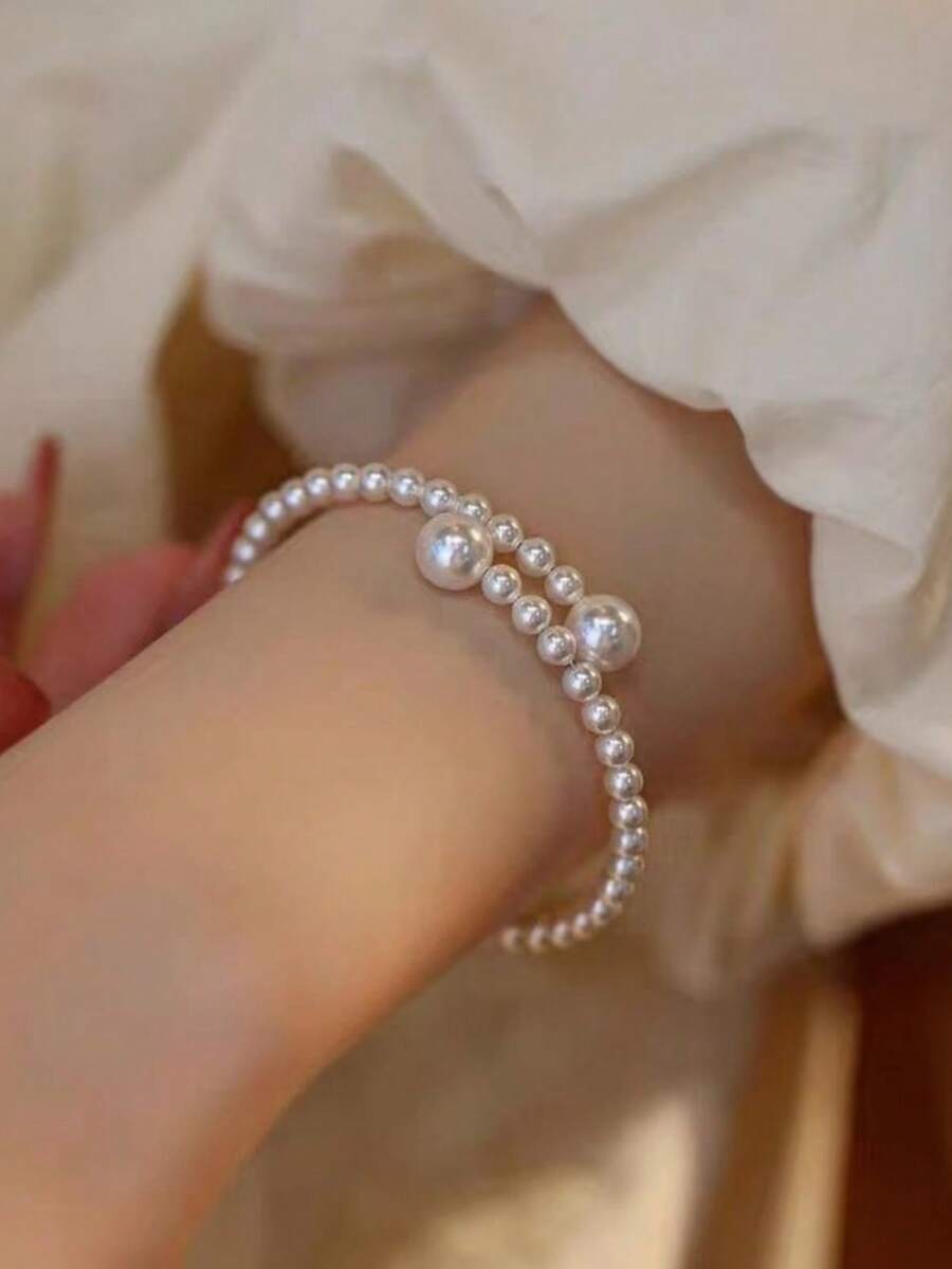 1pc Elegant Adjustable Faux Pe - Women Accessories Bracelet 评论和价格