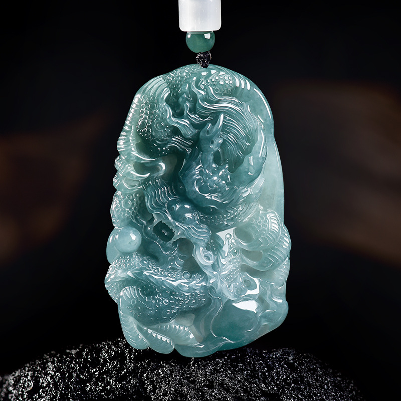 Natural Burmese Jadeite Dragon - Women Accessories Jewelry 评论和价格