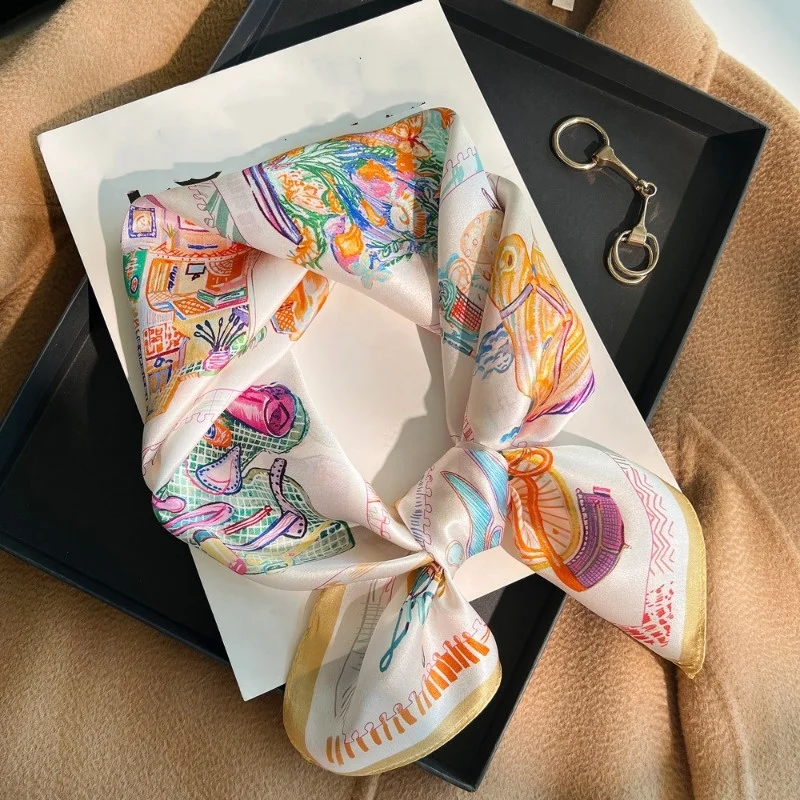 Luxury Soft Silk Feel Square S - Women'S Yellow Accessories 评论和价格