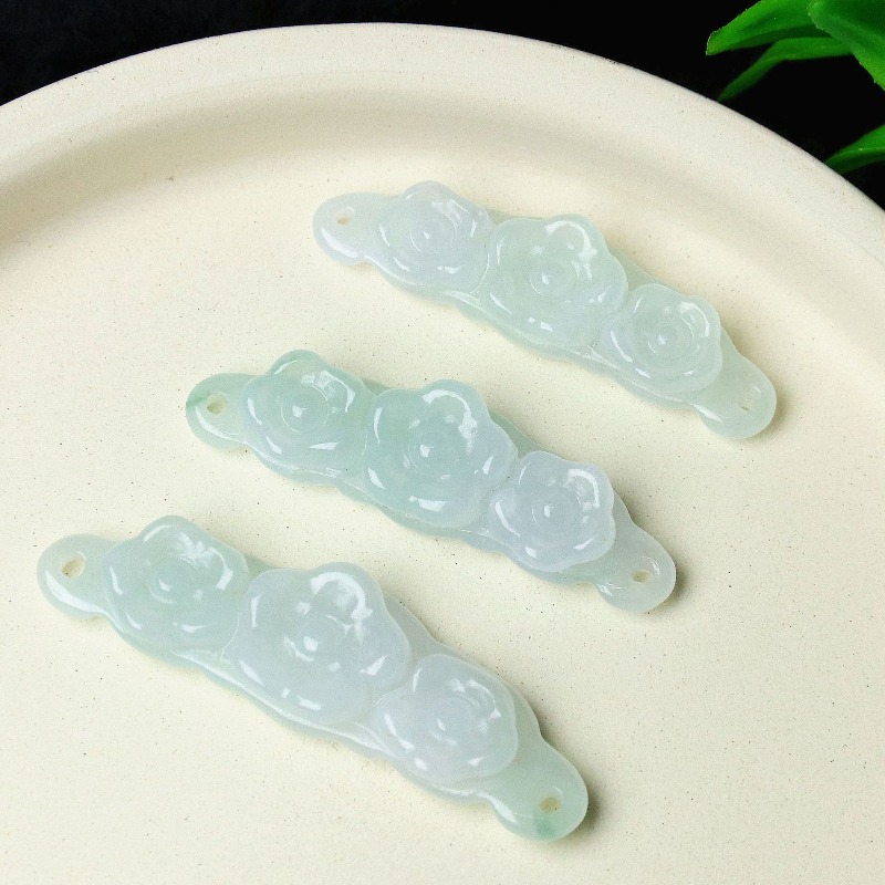 1pc Natural Jadeite Emerald Fl - Women Accessories Jewelry 评论和价格