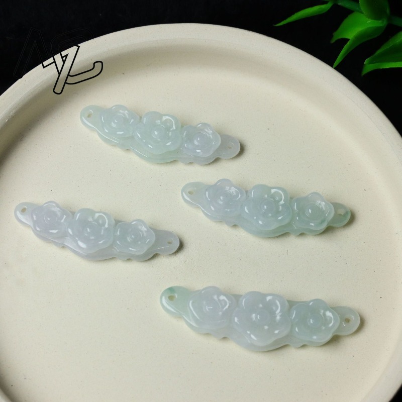 1pc Natural Jadeite Emerald Fl - Women Accessories Jewelry 评论和价格