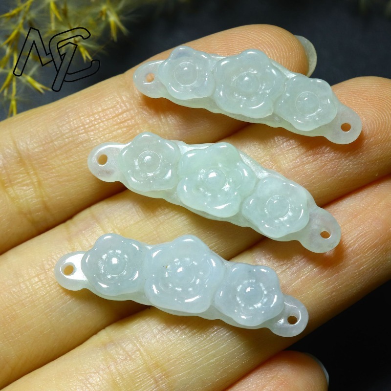 1pc Natural Jadeite Emerald Fl - Women Accessories Jewelry 评论和价格
