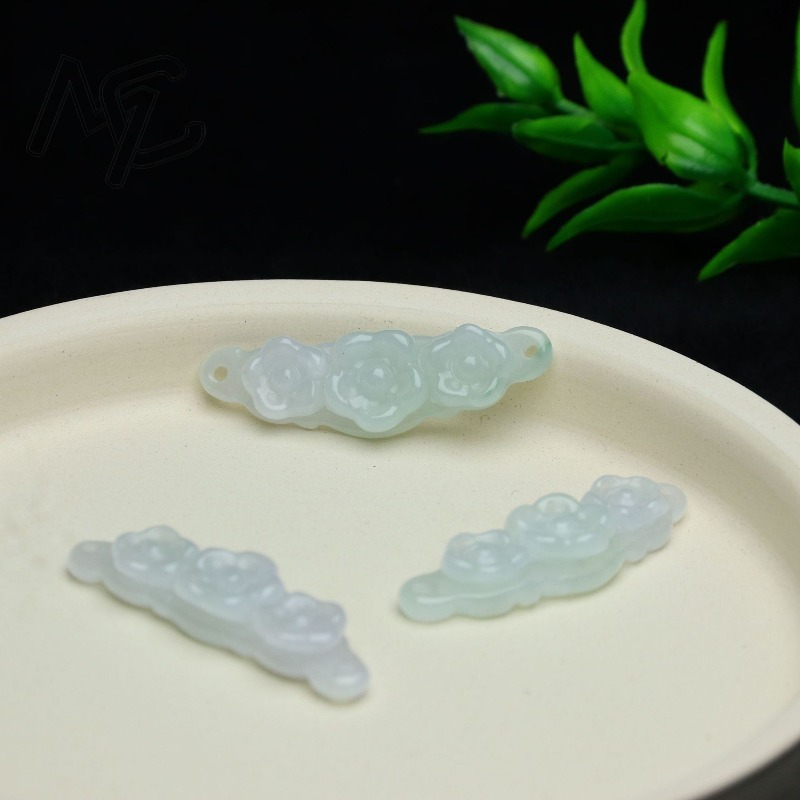 1pc Natural Jadeite Emerald Fl - Women Accessories Jewelry 评论和价格