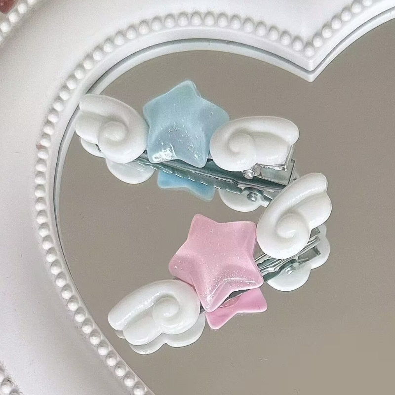 New Jelly Pink Star Wings Hair - Women Accessories Pk 评论和价格