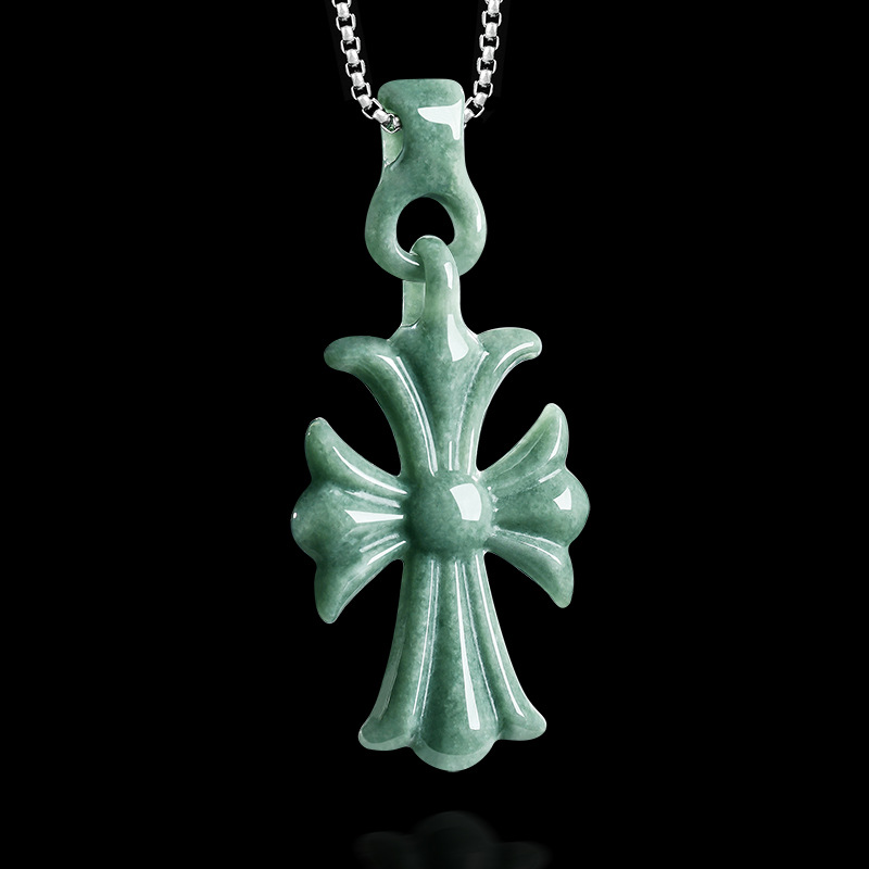Natural Burmese Jadeite Cross  - Women Accessories Jewelry 评论和价格