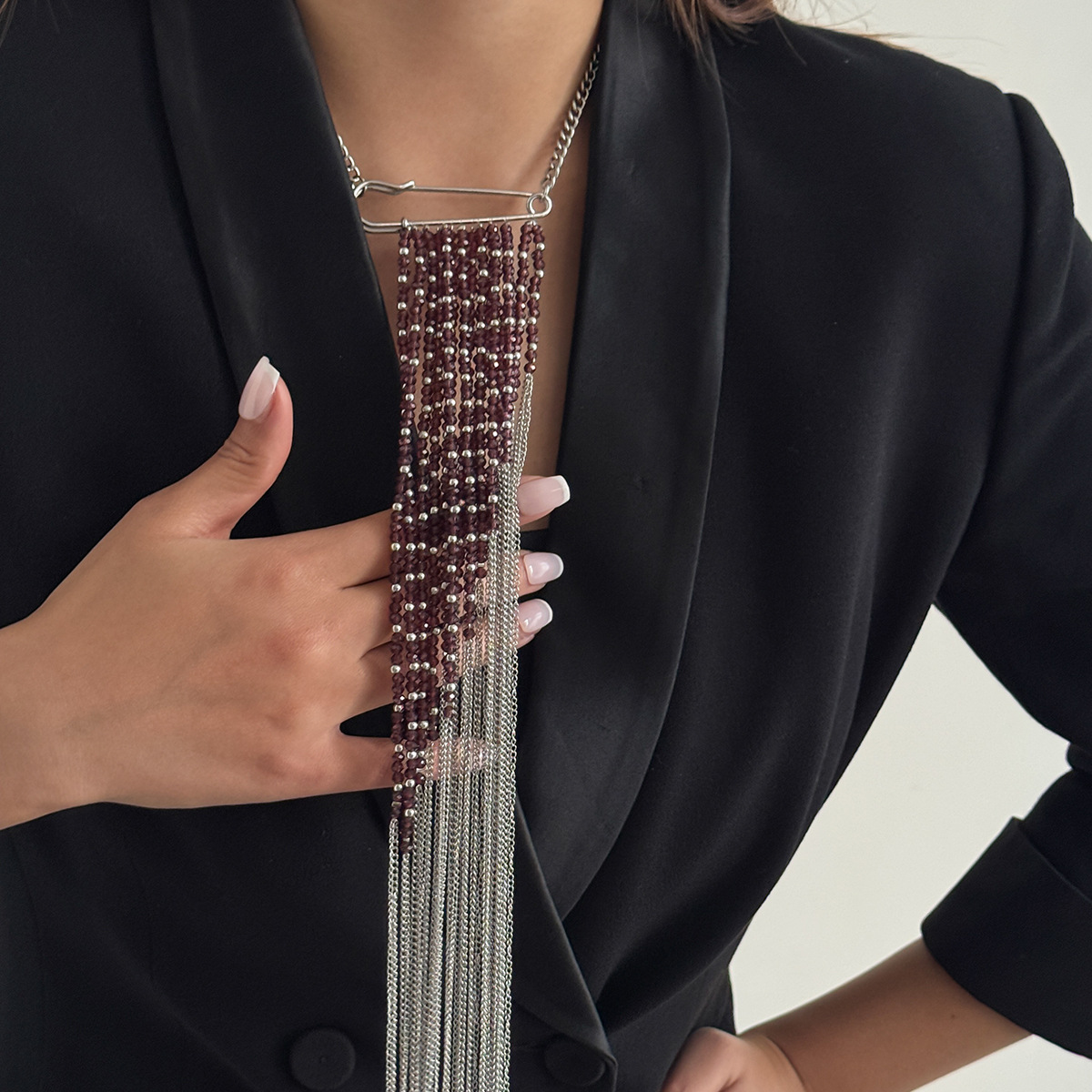 Silver Color Tassel Chain Broo - Women Accessories Trendy 评论和价格