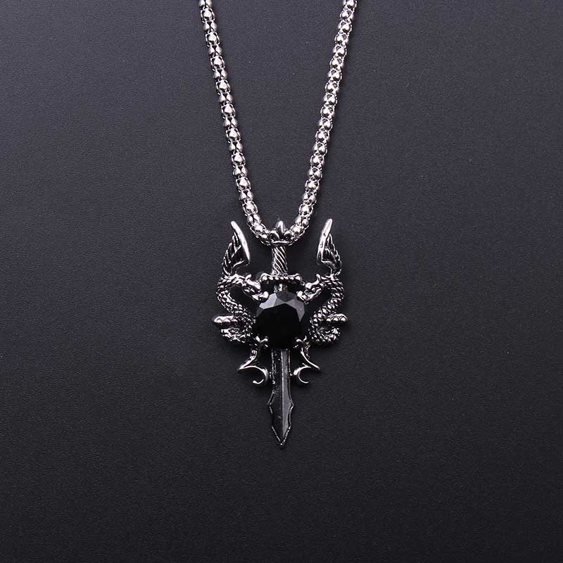Double Dragon Black Gem Cross  - Women Accessories Trendy 评论和价格