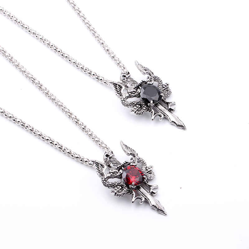 Double Dragon Black Gem Cross  - Women Accessories Trendy 评论和价格