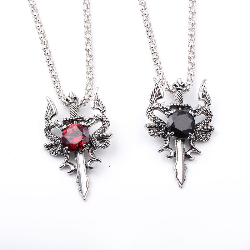 Double Dragon Black Gem Cross  - Women Accessories Trendy 评论和价格