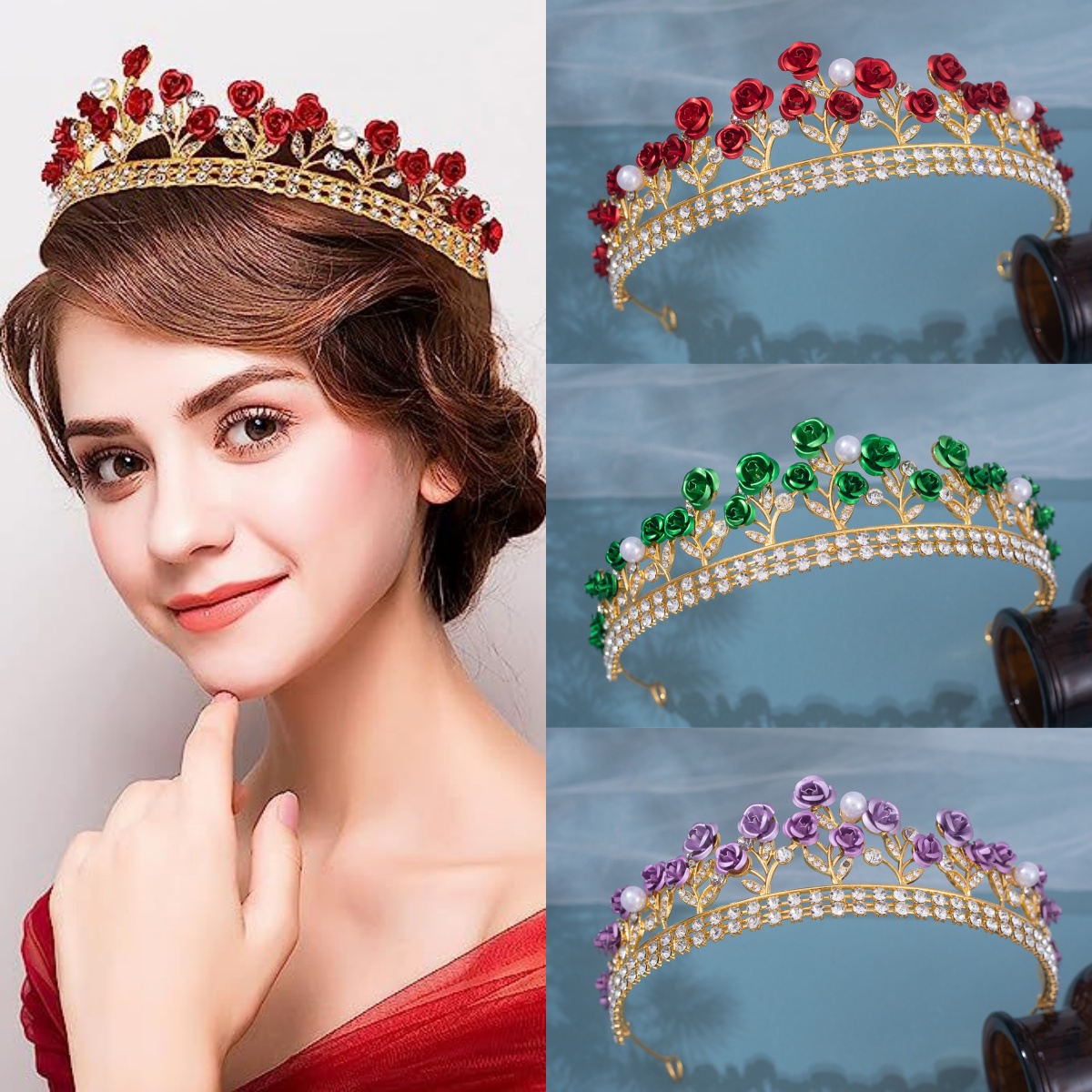 Baroque Ceramic Bridal Crown R - Women Accessories Jewelry 评论和价格